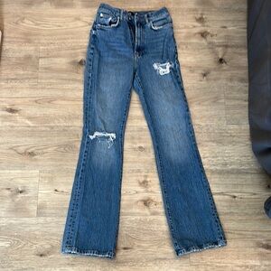 BDG Blue Flare Wide Leg Jeans Distressed